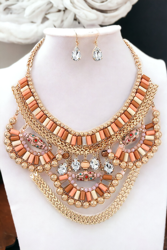 TIERED BARREL ORB NECKLACE SET