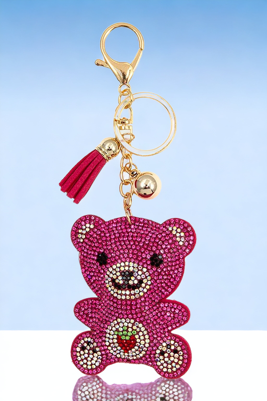RHINESTONE TEDDY KEYCHAIN