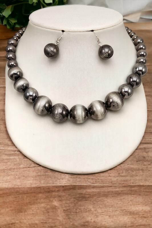 CHUNKY BALL BEAD COLLAR NECKLACE SET