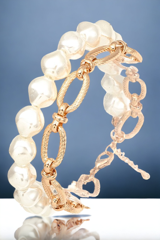 PEARL & CHAIN LINK BRACELET