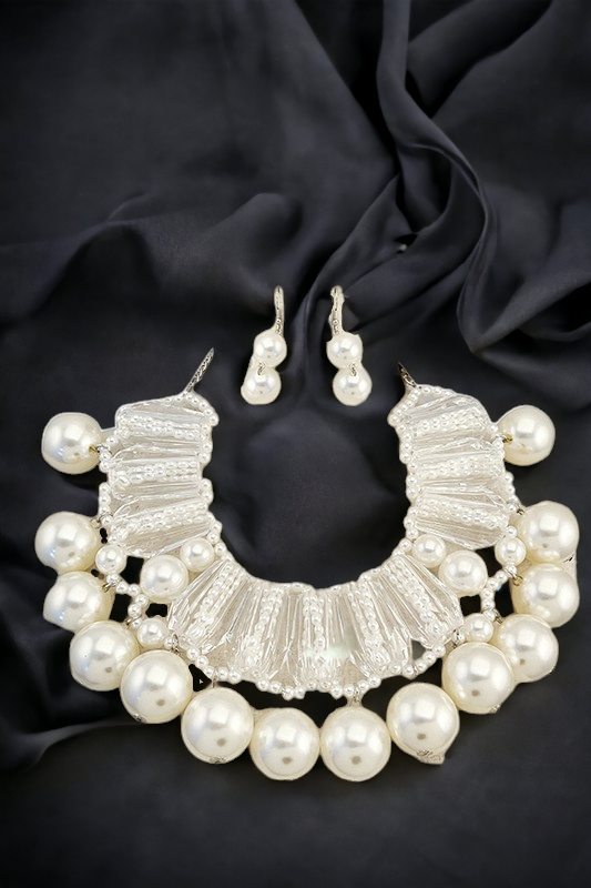 LARGE PEARL GEM COLLAR NECKLACE SET