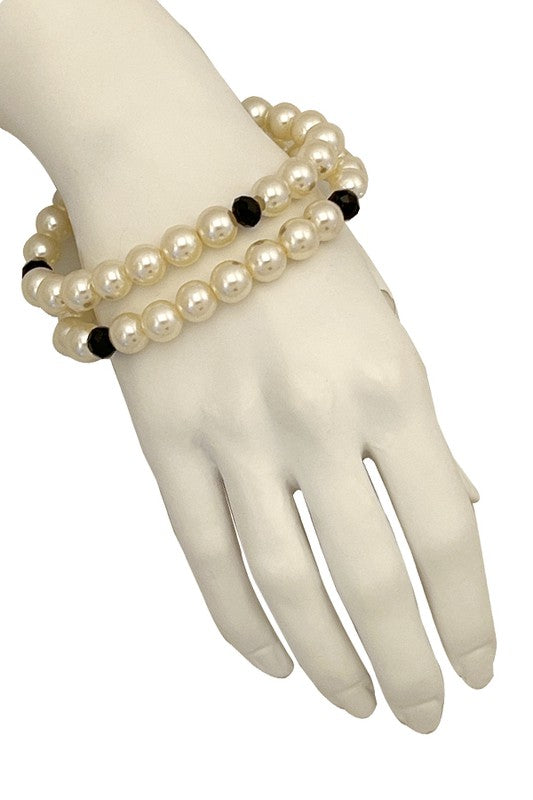 PEARL CRYSTAL BEAD LONG NECKLACE SET