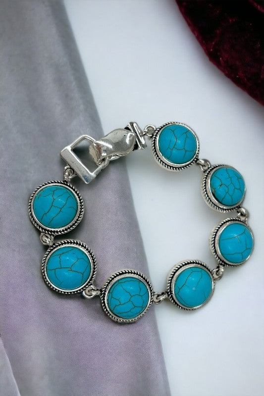Circle TQ Gemstone Link Bracelet