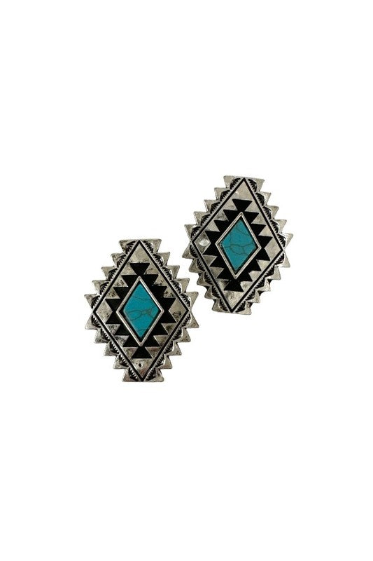 Western TQ Rhombus Concho Earring
