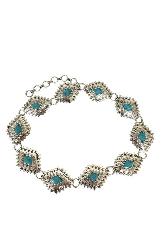 WESTERN METAL TQ DIAMOND CONCHO FASHION BELT