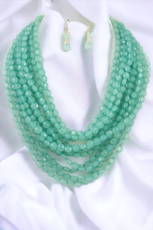 MULTI ROW BEADS NECKLACE SET