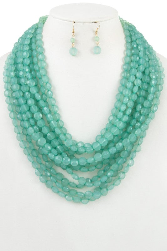 MULTI ROW BEADS NECKLACE SET