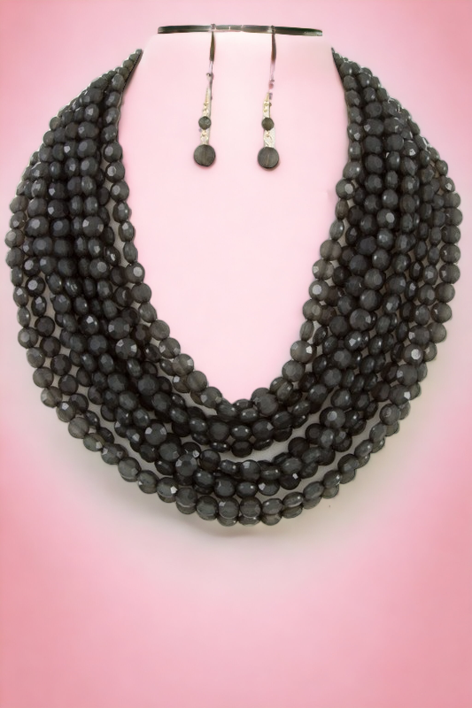 MULTI ROW BEADS NECKLACE SET
