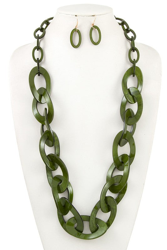ACETATE LINK LONG NECKLACE SET
