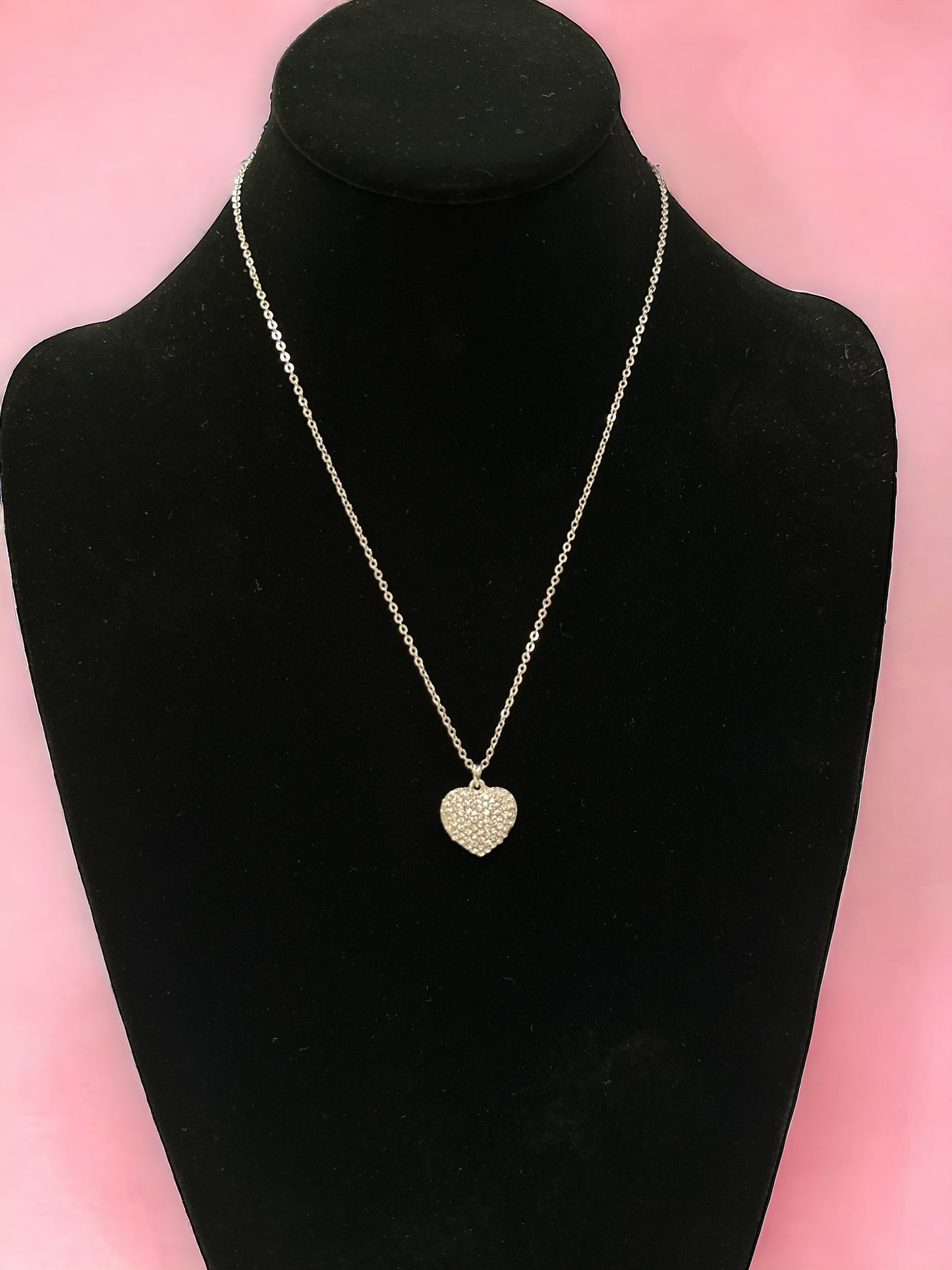 Rhinestone Heart Pendant Necklace