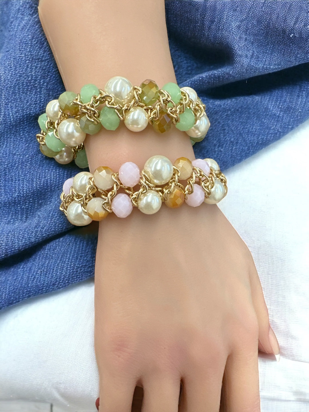 PEARL CLUSTER BEADED BRACELET