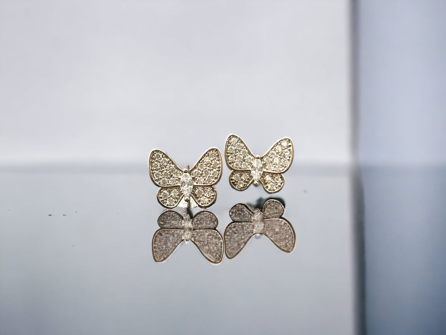 CZ BUTTERFLY POST EARRING