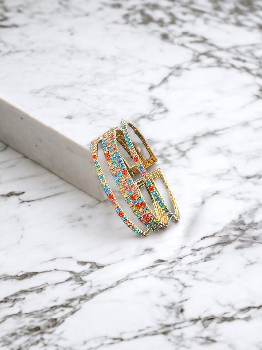 TRIPLE ROW RHINESTONE FLEX BRACELET