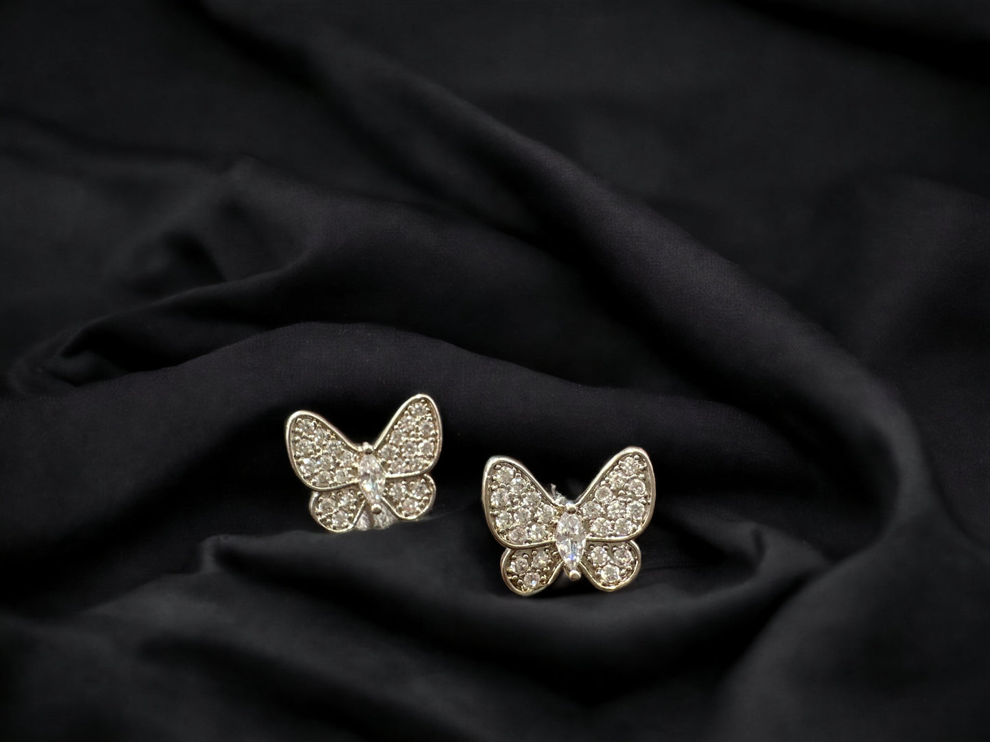 CZ BUTTERFLY POST EARRING