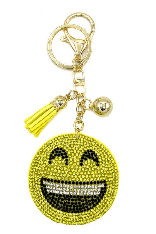 HAPPY EMOJI RHINESTONE KEYCHAIN