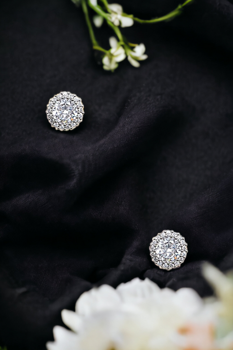 ROUND CZ STONE EARRING