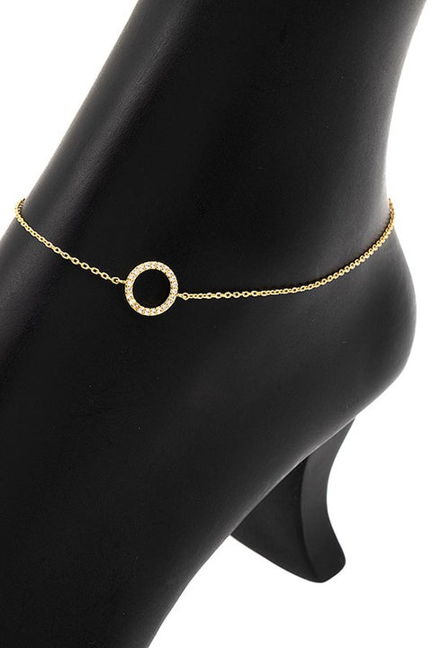 RHINESTONE RING ACCENT ANKLET