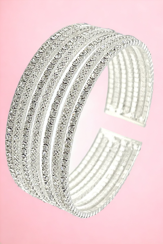 RHINESTONE MULTI ROW FLEX BRACELET