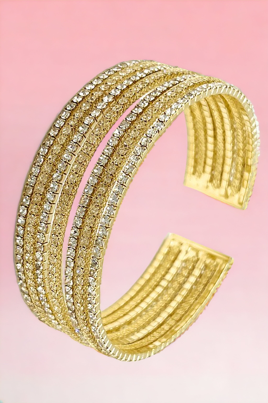 RHINESTONE MULTI ROW FLEX BRACELET