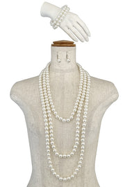 LONG PEARL NECKLACE SET