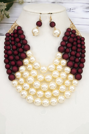 MULTI ROW PEARL BIB BECKLACE SET