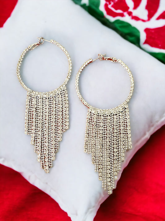 Rhinestone Fringe Dangle Drop Earring