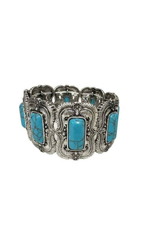 WESTERN TQ RECTANGLE CONCHO STRETCH BRACELET