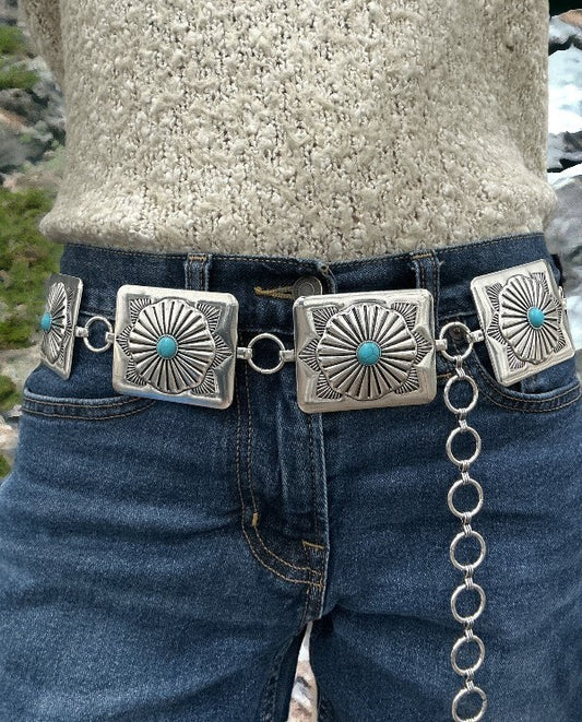 Western TQ Rectangle Concho Fashion Belt