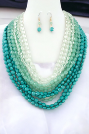 FACETED BEADS MULTI ROW NECKLACE SET