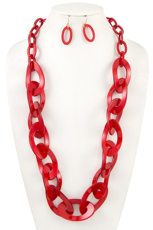 ACETATE LINK LONG NECKLACE SET