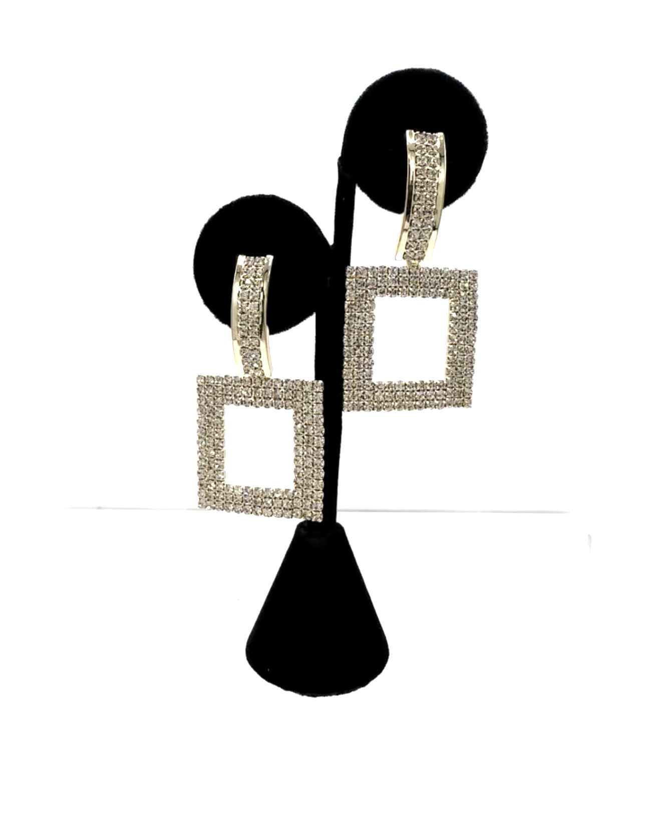 RHINESTONE SQUARE DROP EARRING