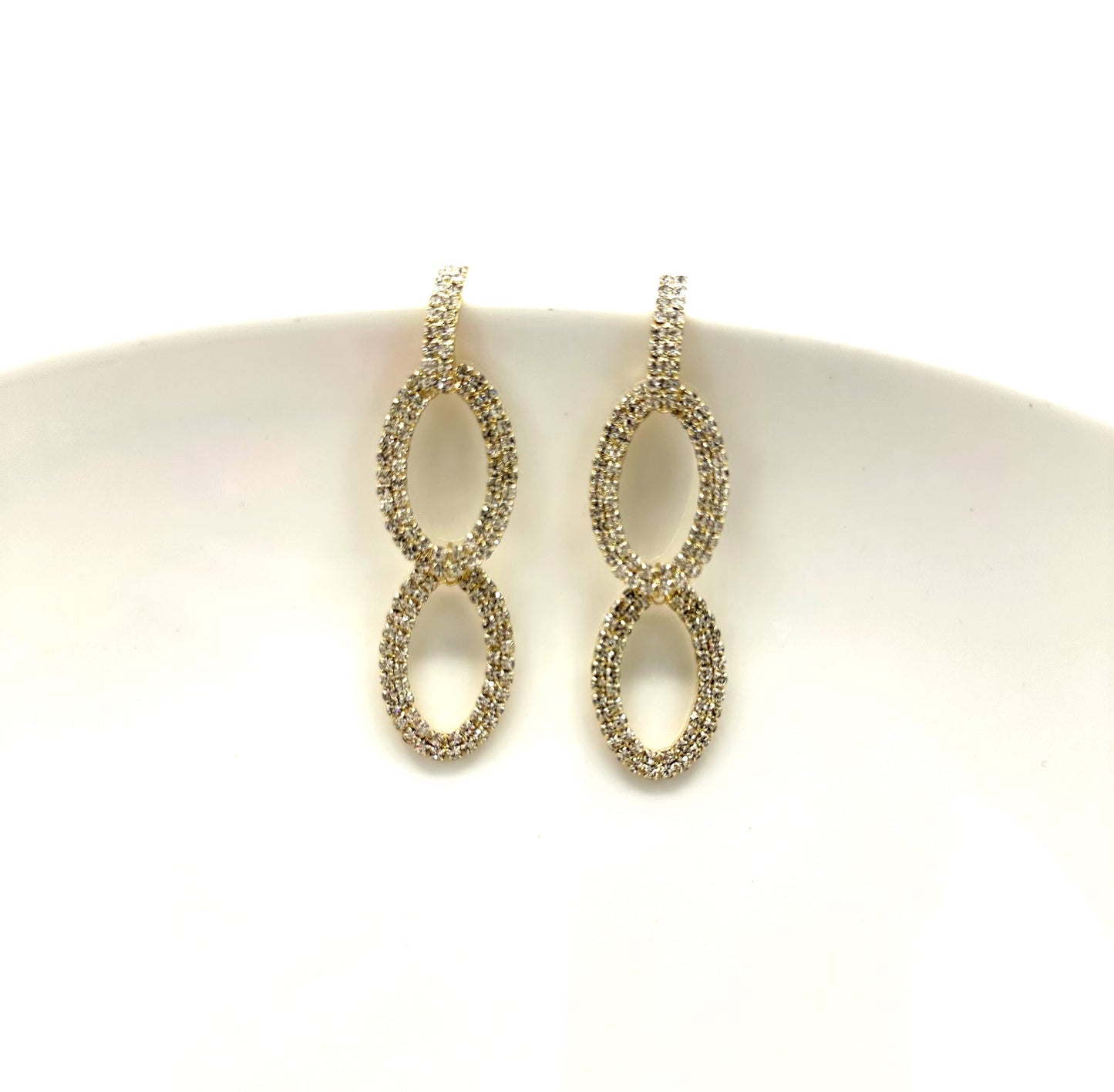 RHINESTONE DOUBLE OVAL EARRING