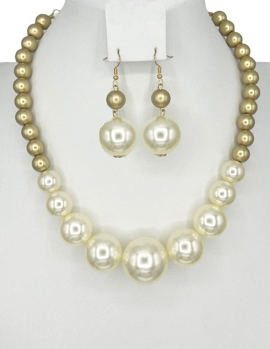 Pearl Bead Necklace Set