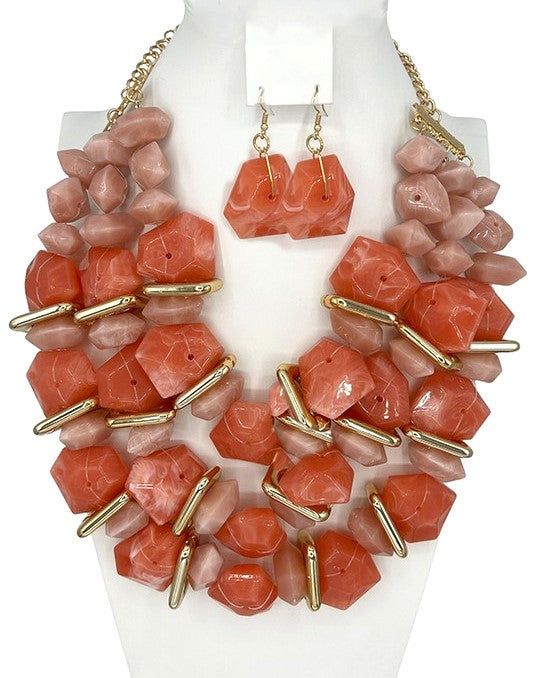 STONE CLUSTER NECKLACE SET