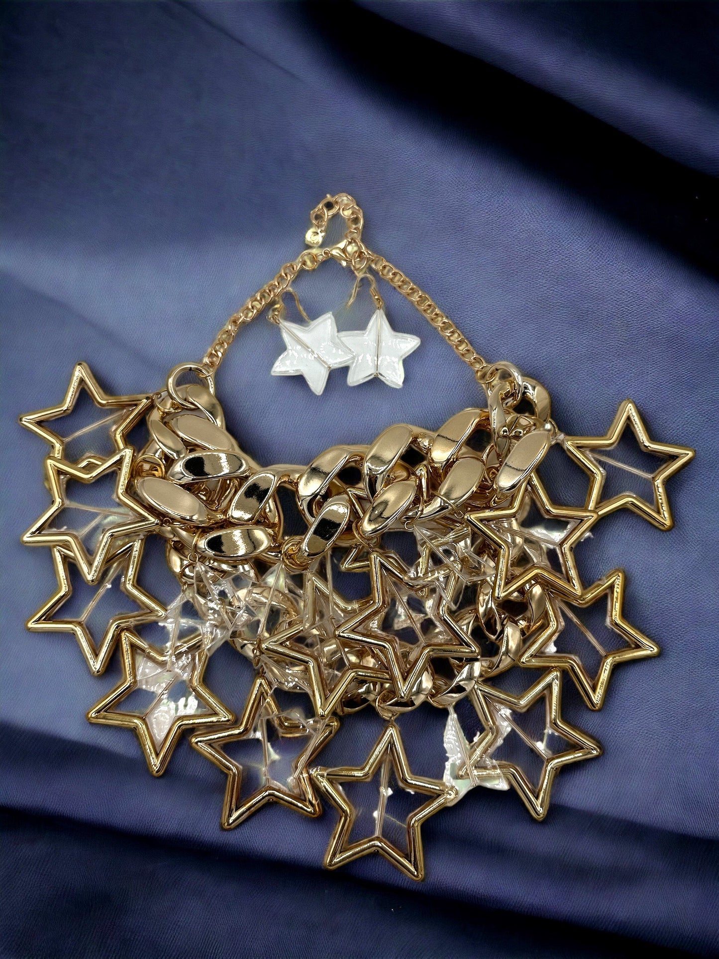 Cluster Star Accent Bib Necklace Set