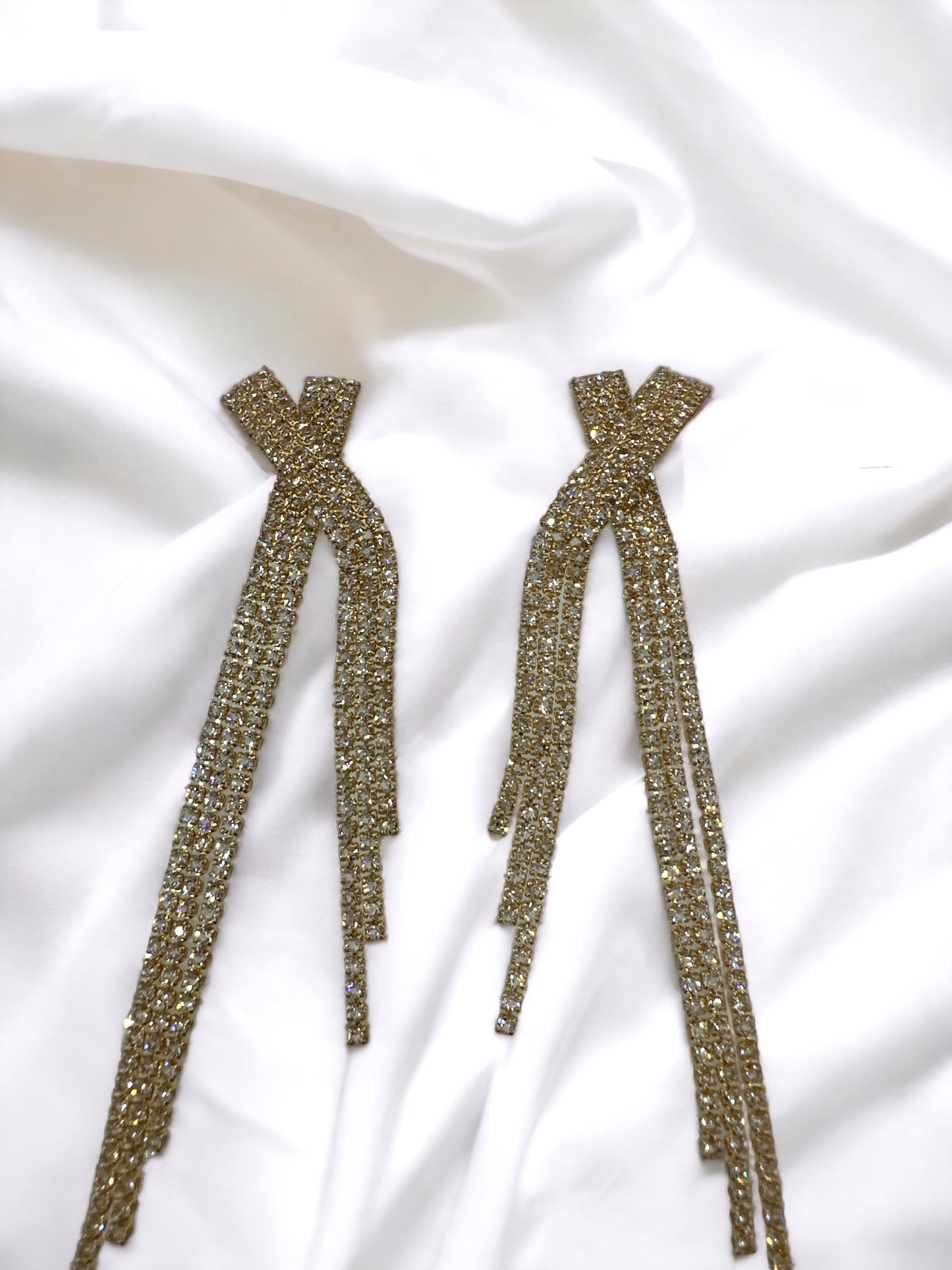 RHINESTONE FRINGE DANGLE EARRING