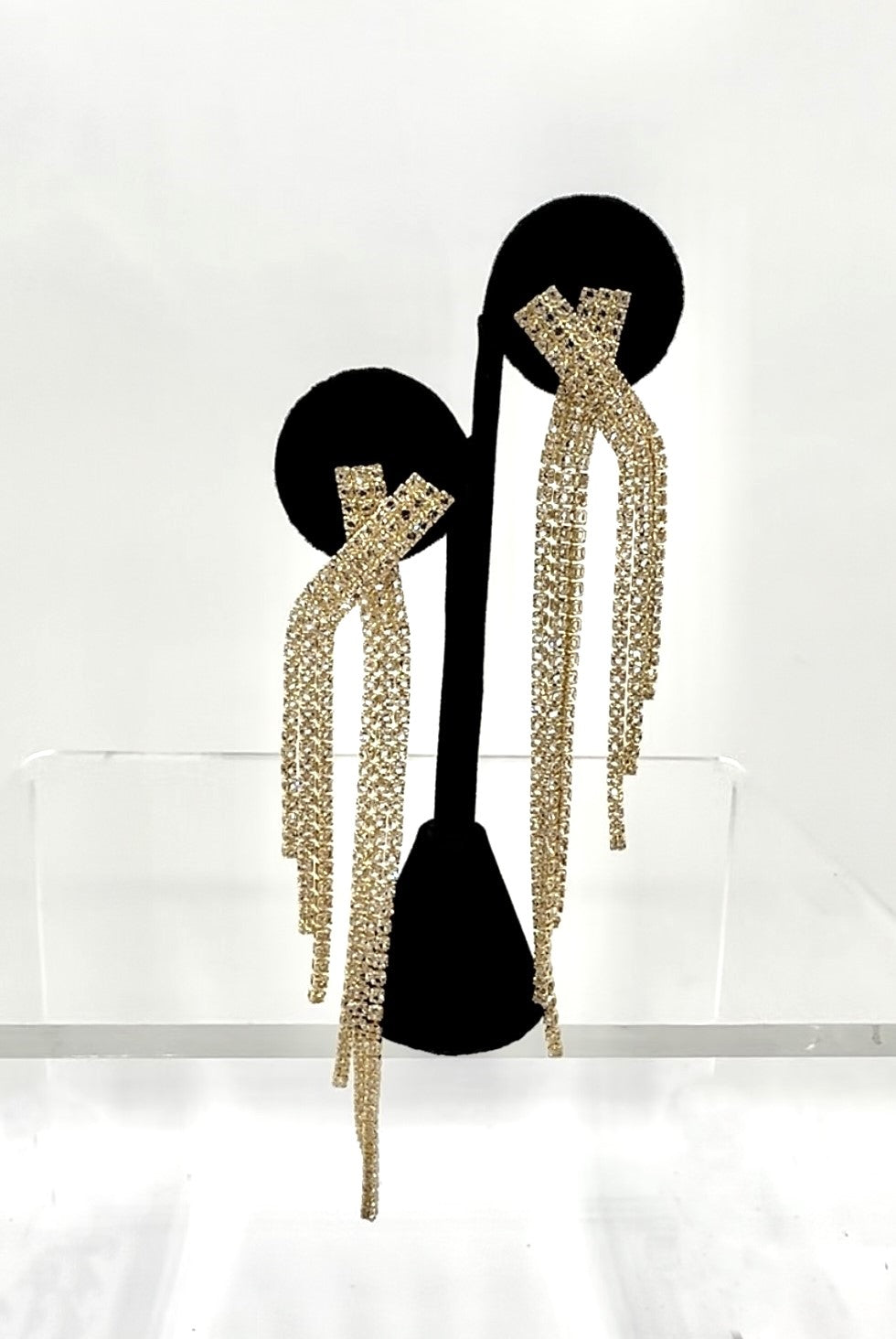 RHINESTONE FRINGE DANGLE EARRING