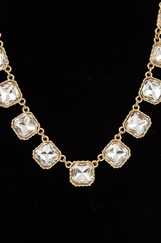 FACETED CRYSTAL GEM LINK NECKLACE SET