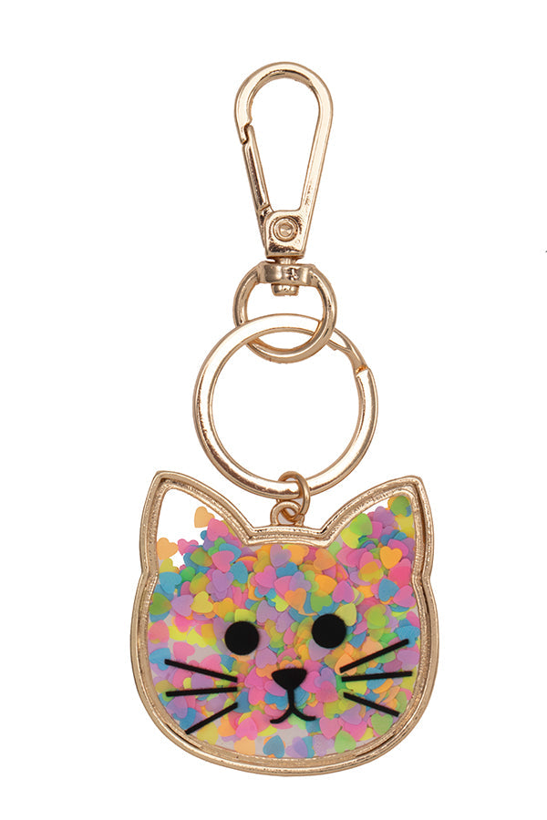 CAT FLOATING HEART KEYCHAIN