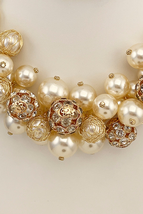 Cluster Pearl Ornate Necklace Set