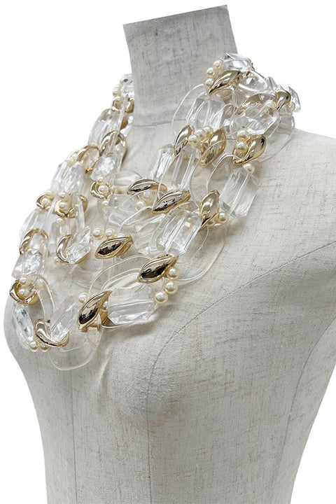 Clear Chain Link Like Layered Necklace Set